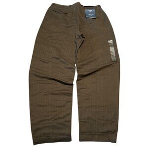 Nautica Mens Clipper Pants 34x32 Brown Yarn Dye Herringbone Cotton